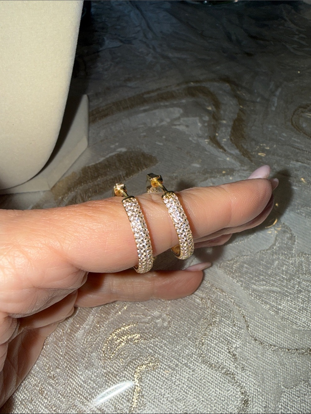 Adina Eden Gold Pavé Crystal Hoop Earrings